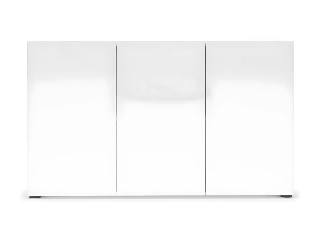 Buffet Polokwane, Buffet du salon, Commode de salon, Garde-manger de cuisine, Made in Italy, 135x38h79 cm, Blanc brillant
