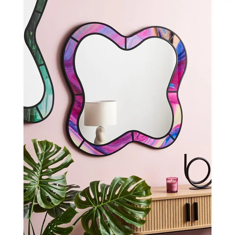 PULNOY - Wandspiegel - Roze - Glas/MDF