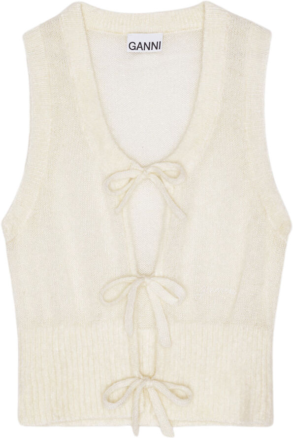 Ganni Light Mohair Tie String Vest Egret