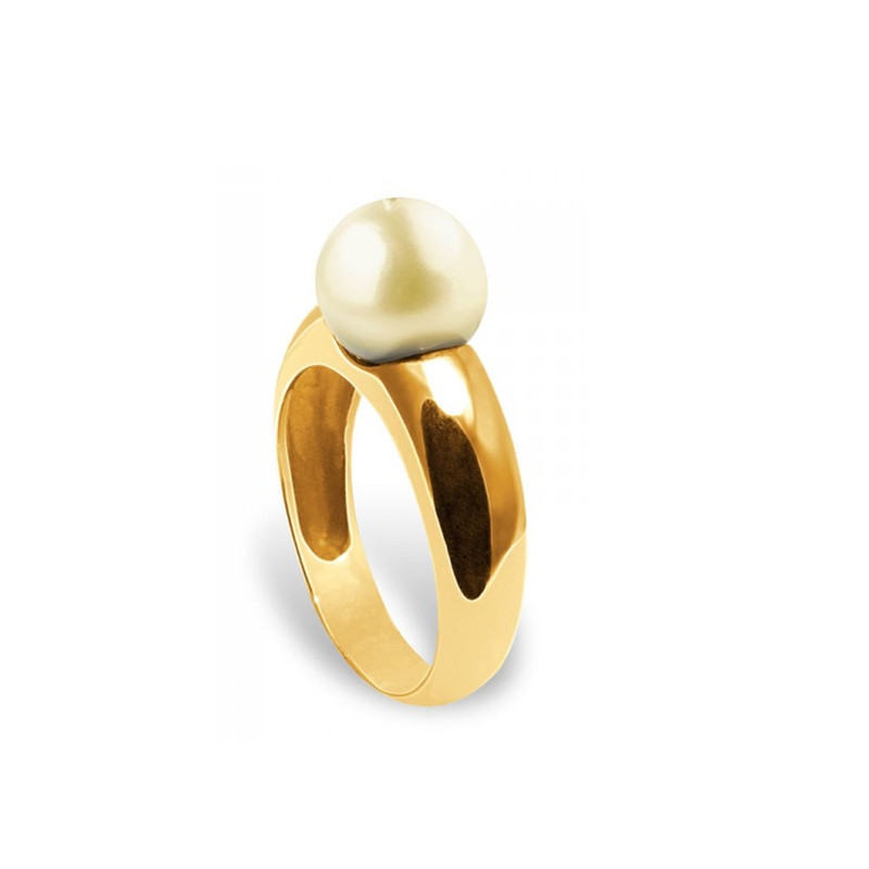 Bague Perle de Culture d'eau douce Dorée et Or jaune 375/1000