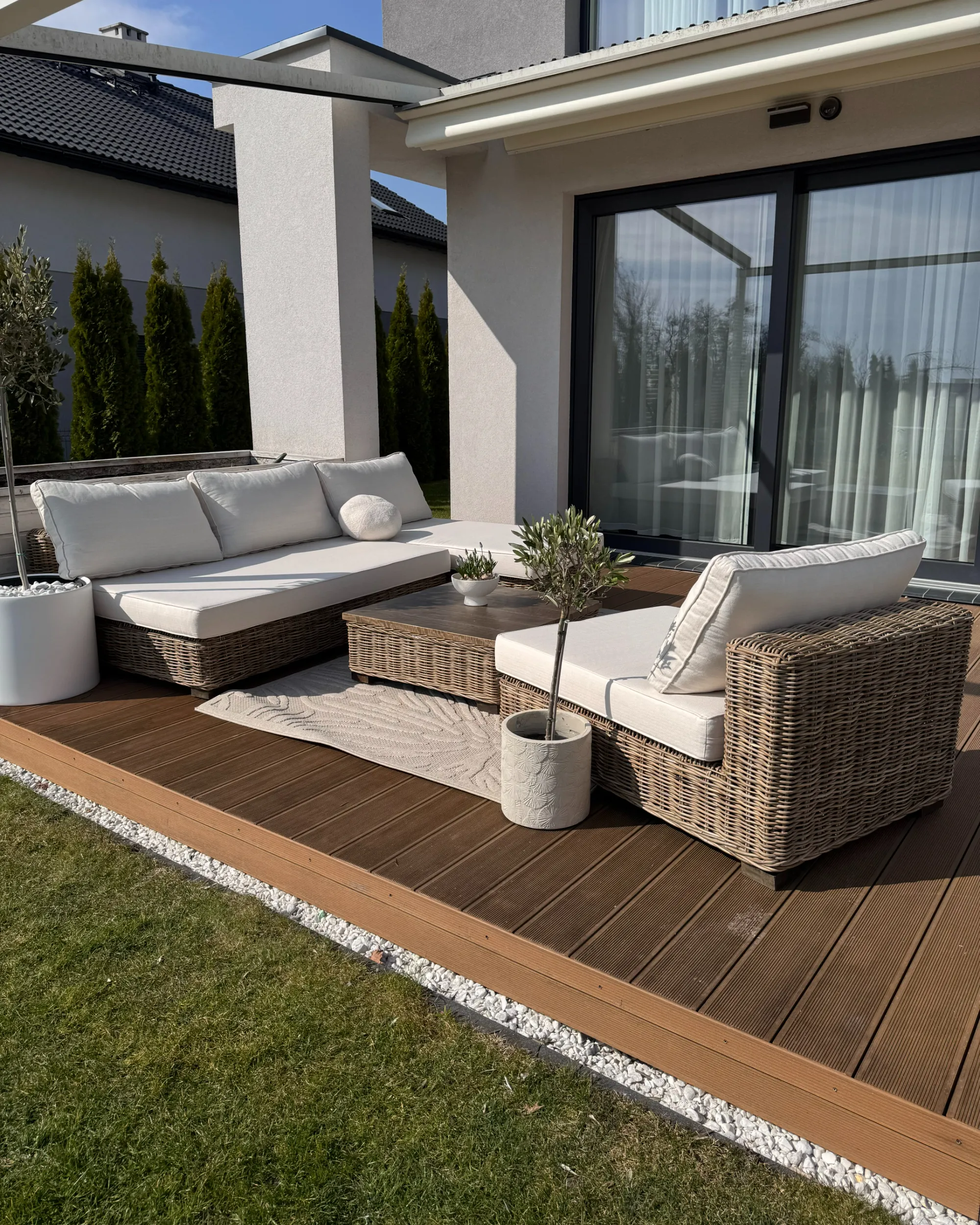 Loungeset met tafel 4-zits VARALLO linkszijdig modulair Rotan Grijs
