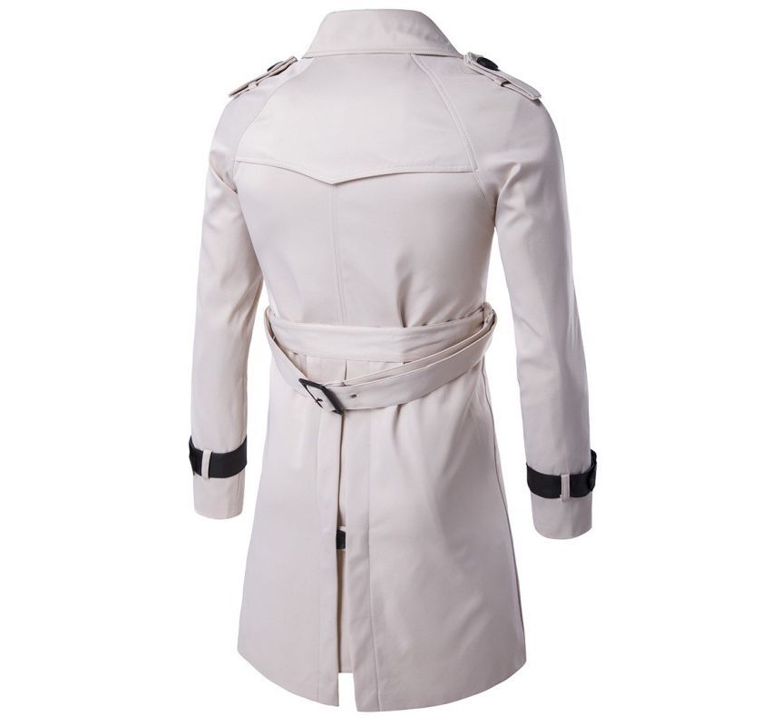 Aozora - Effen dubbelrijige midi-trenchcoat met riem