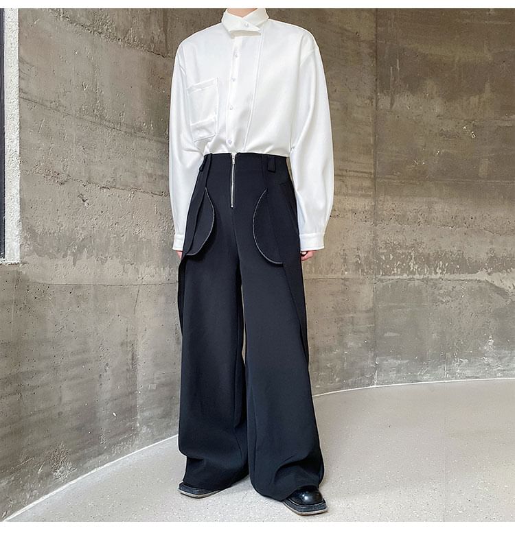 Bjorn - Mid Rise Plain Wide Leg Broek