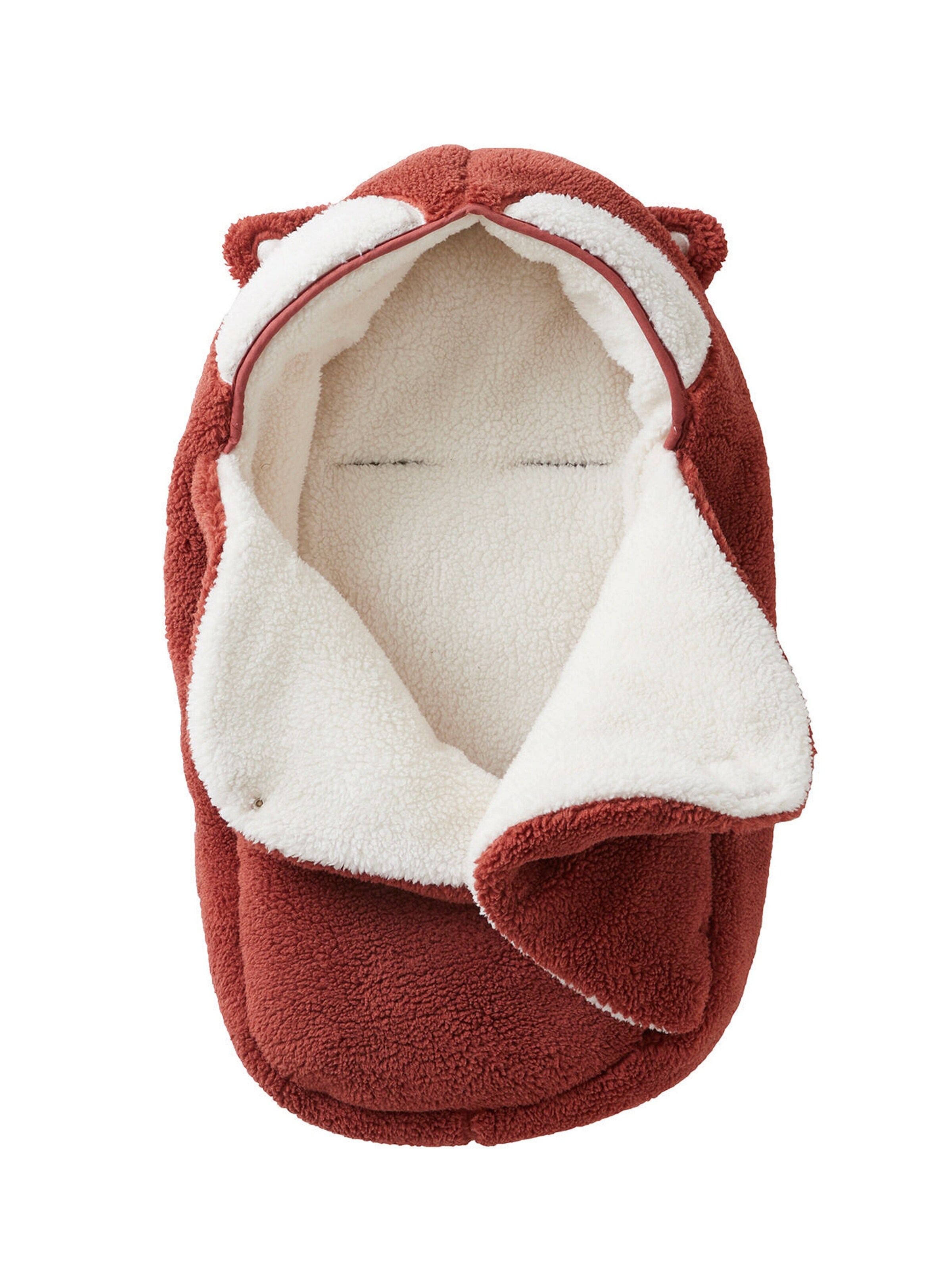 Vertbaudet Ausfahrsack FOXY für Babyschale & Babywanne, Plüsch ziegel