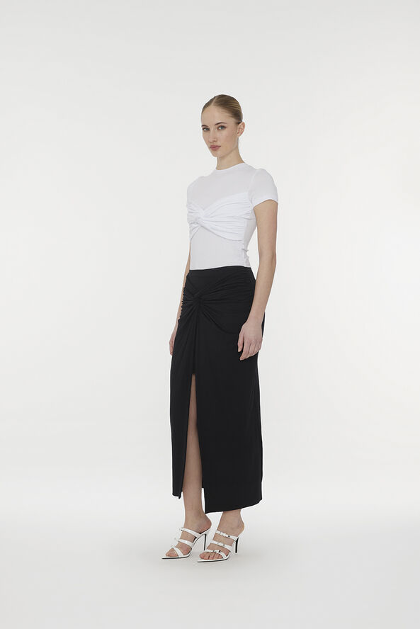 ROTATE Birger Christensen Fitted Twisted T-Shirt Bright white