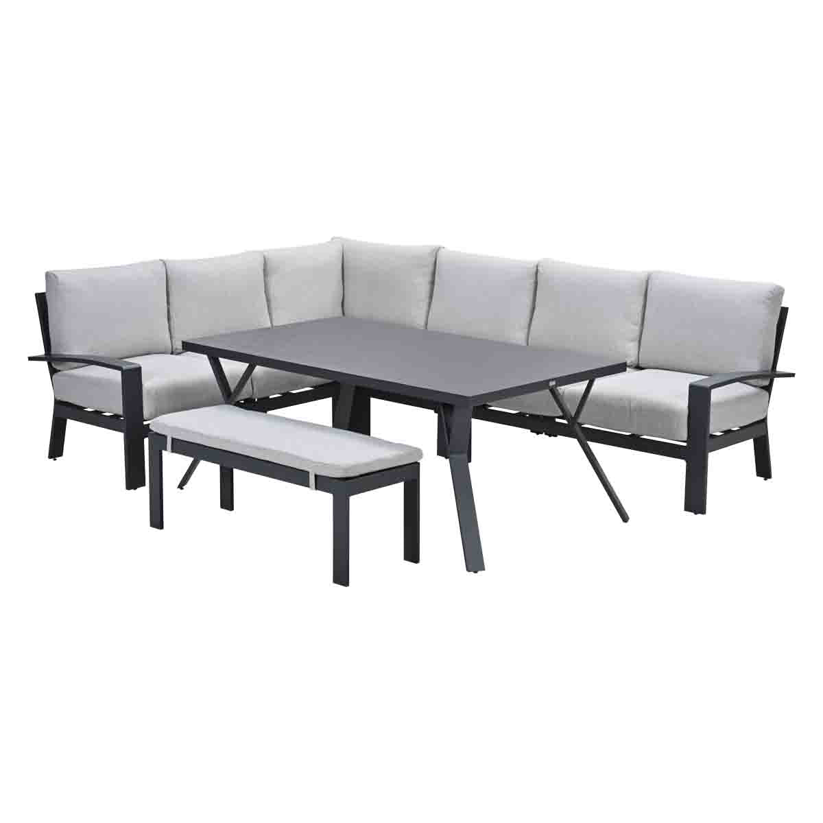 Rondo aluminium lounge-dining set - valley sand