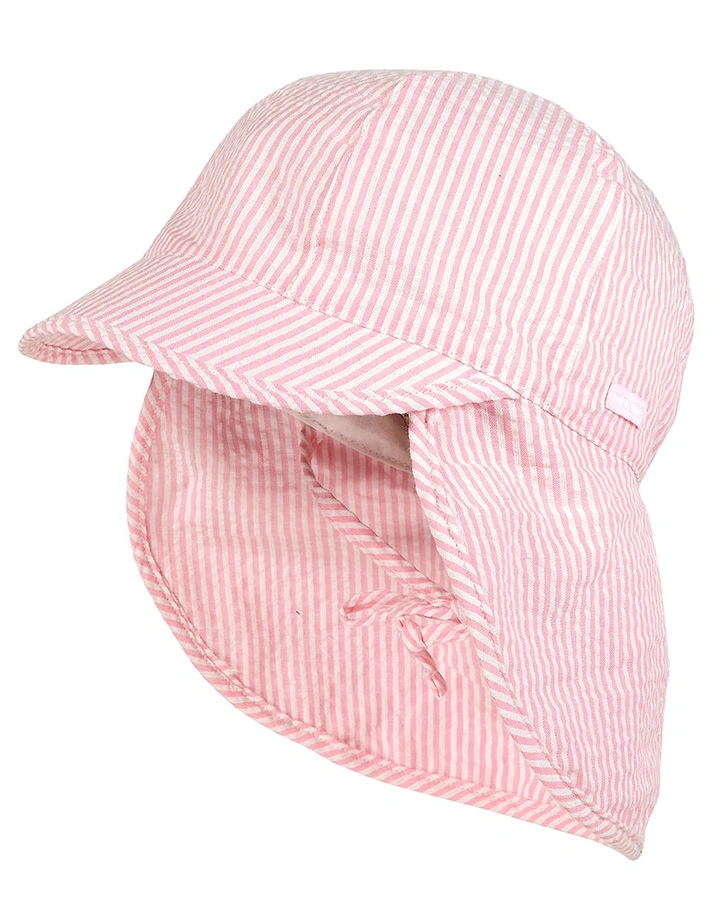 Schirmmütze STREIFEN mit Nackenschutz in rosa/weiß