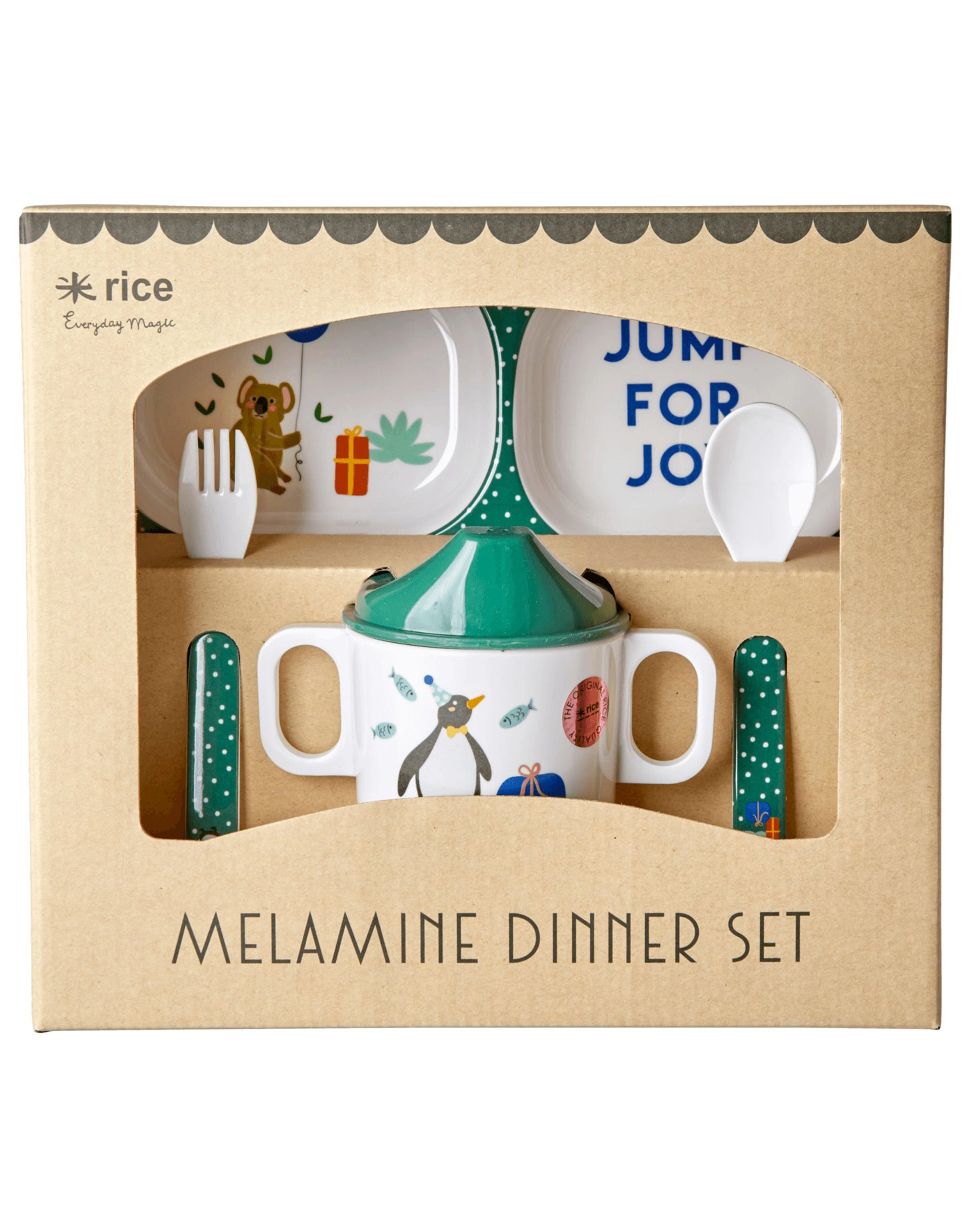 Melamin-Geschirrset BABY - PARTY ANIMAL 4-teilig in grün
