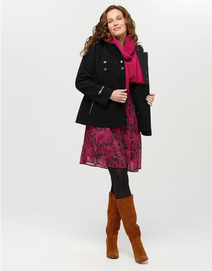 Robe voile motif fuchsia