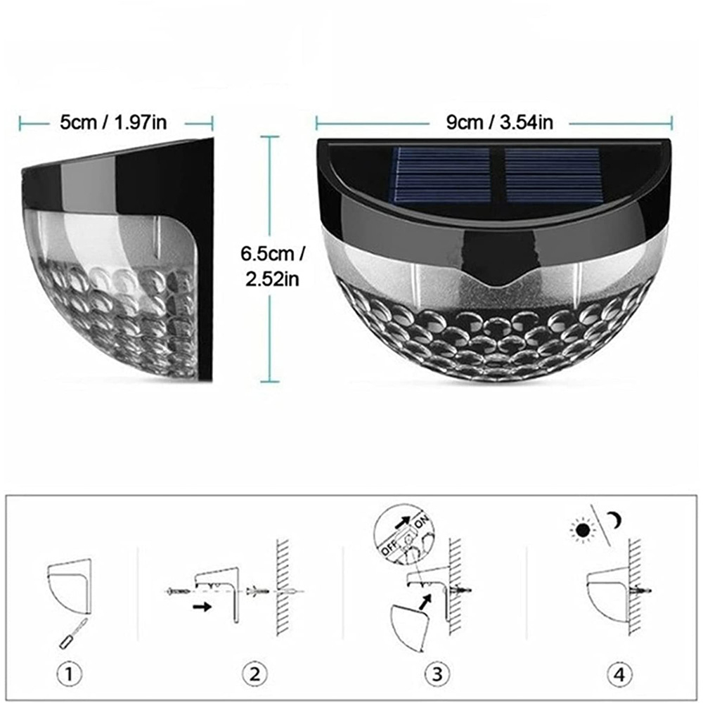 (2er Set) 9x5cm LED Solar Outdoor Lampe Garten Wandleuchte Aussen Beleuchtung mit Dämmerungssensor (IP65) - Warmweiss / Weiss