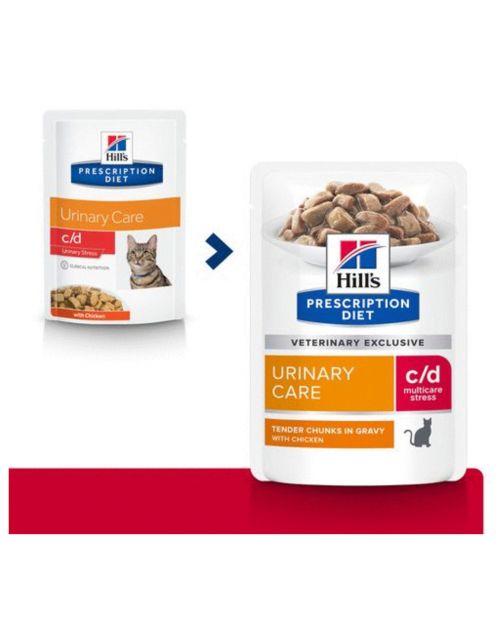 Hill's Prescription Diet C\/D Urinary Stress Urinary Care  Maaltijdzakjes - Kattenvoer - Kip 12x85 g