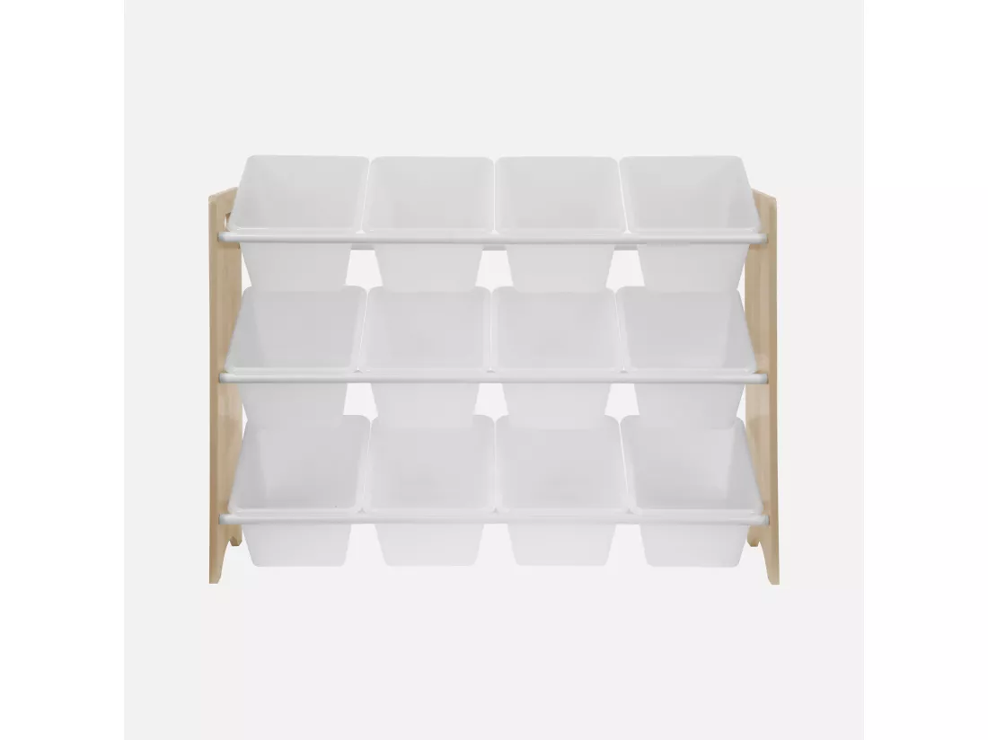 Meuble de rangement pour enfant avec 12 casiers - Tobias - MDF décor bois naturel. L 84 x P 29.5 x H 60cm