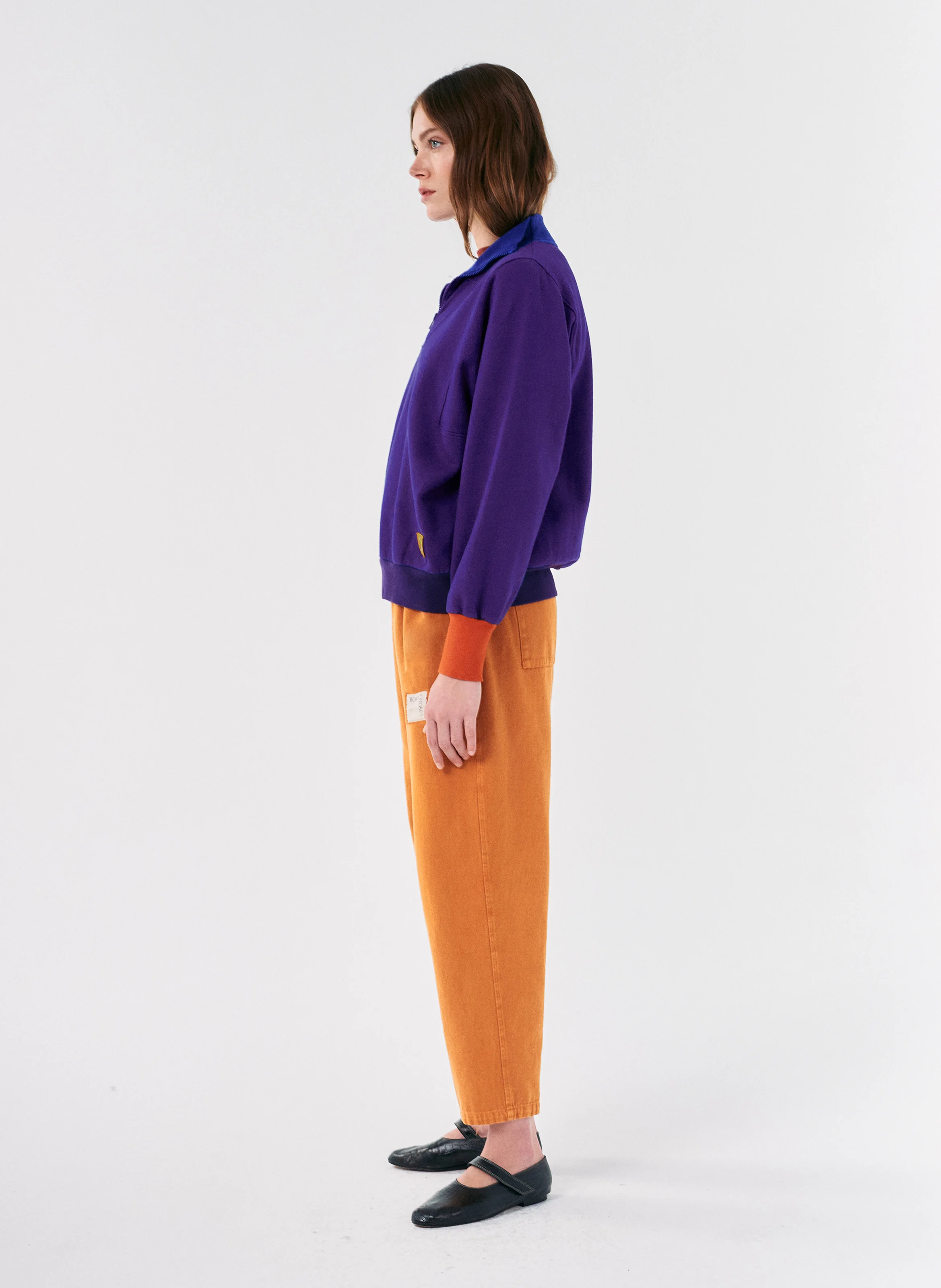 Pull ample col montant en coton mélangé | Multicolore