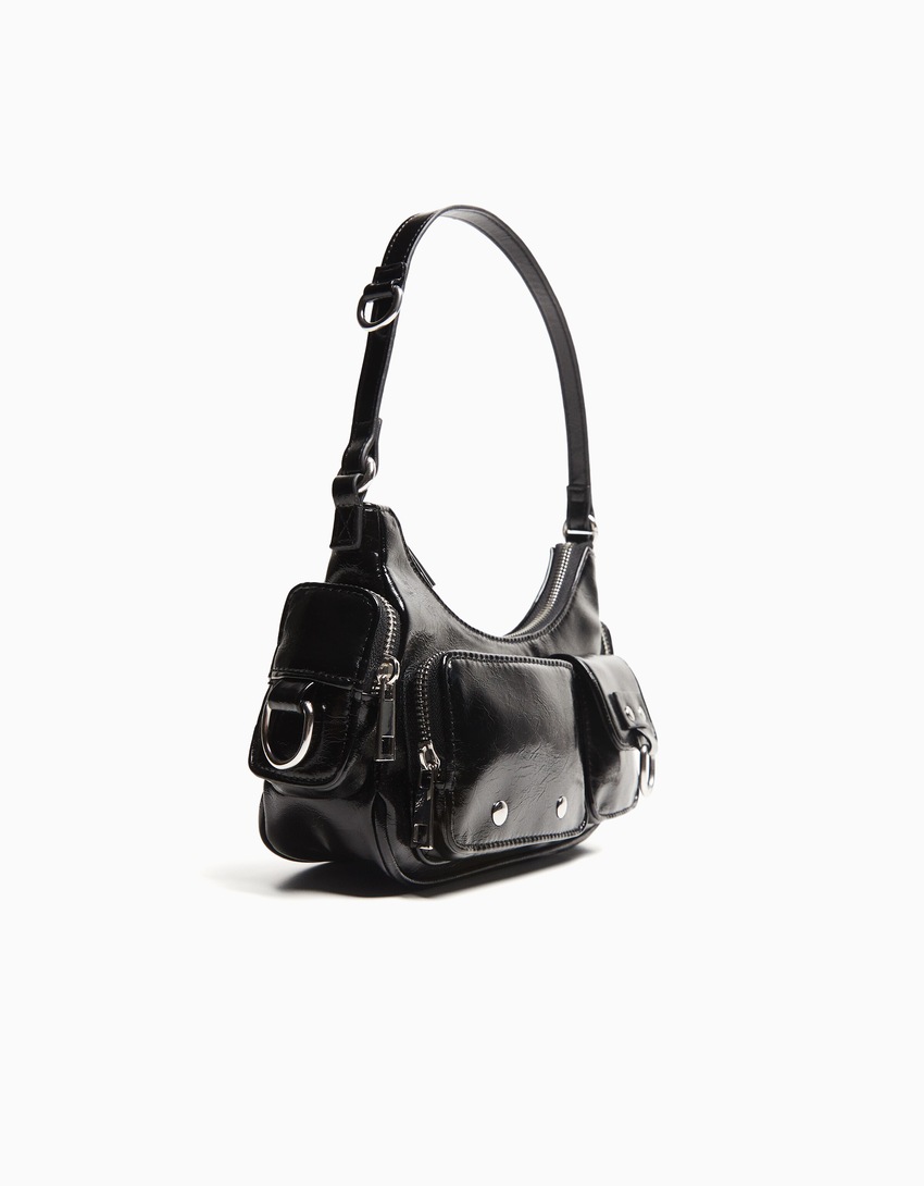 Bolsa de ombro com vários bolsos