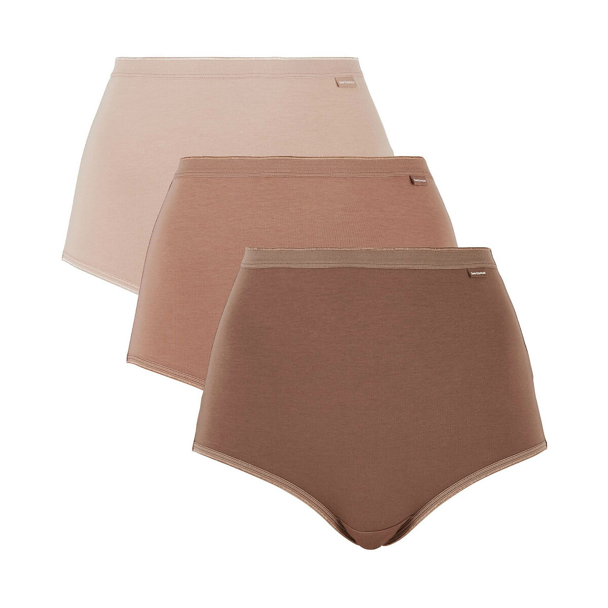 SANS COMPLEXE<br>Conjunto de 3 calcinhas de cintura alta Simplement em algodão orgânico