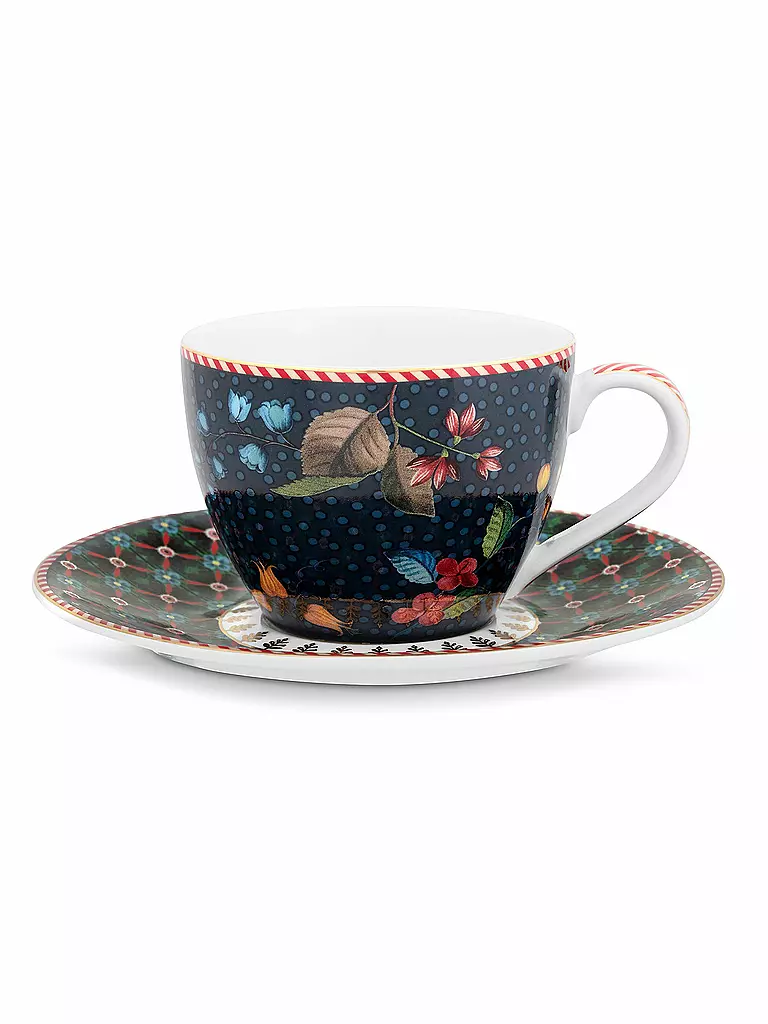PIP STUDIO Espressotasse mit Untertasse 2-er Set BERRY BLUES 120ml Blue dunkelblau