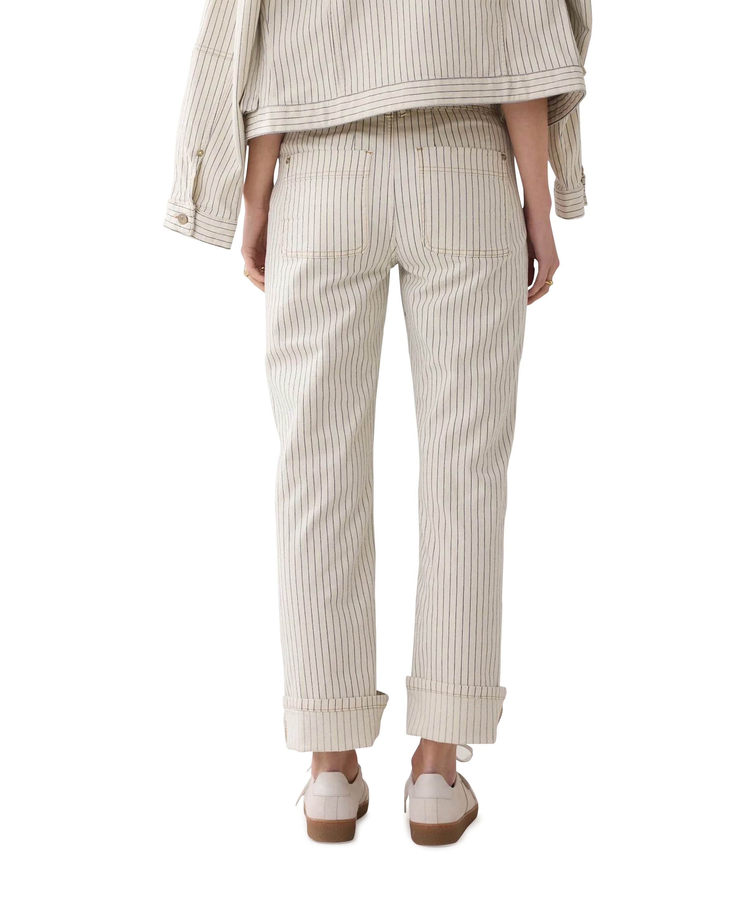 Summum Woman Straight pant Yarn dyed stripe dames jeans ecru