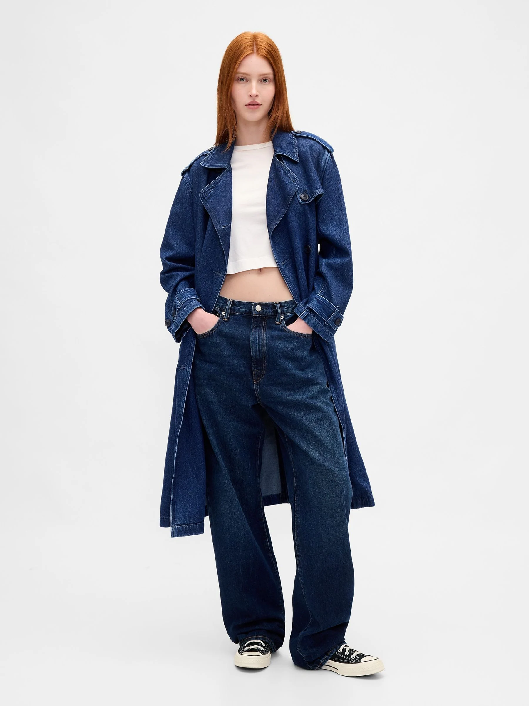 Gap UltraSoft Denim Trench Coat