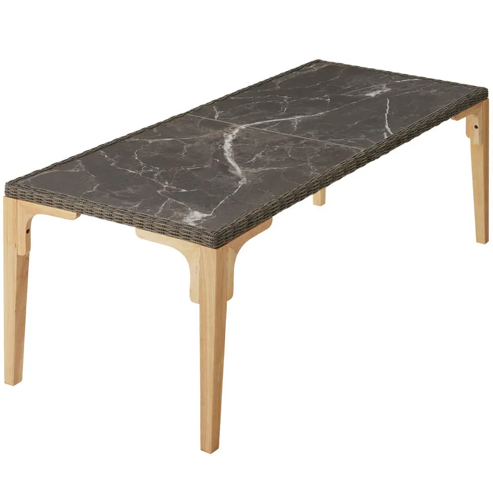 tectake Wicker tafel Foggia met 6 stoelen Rosarno, Natuur