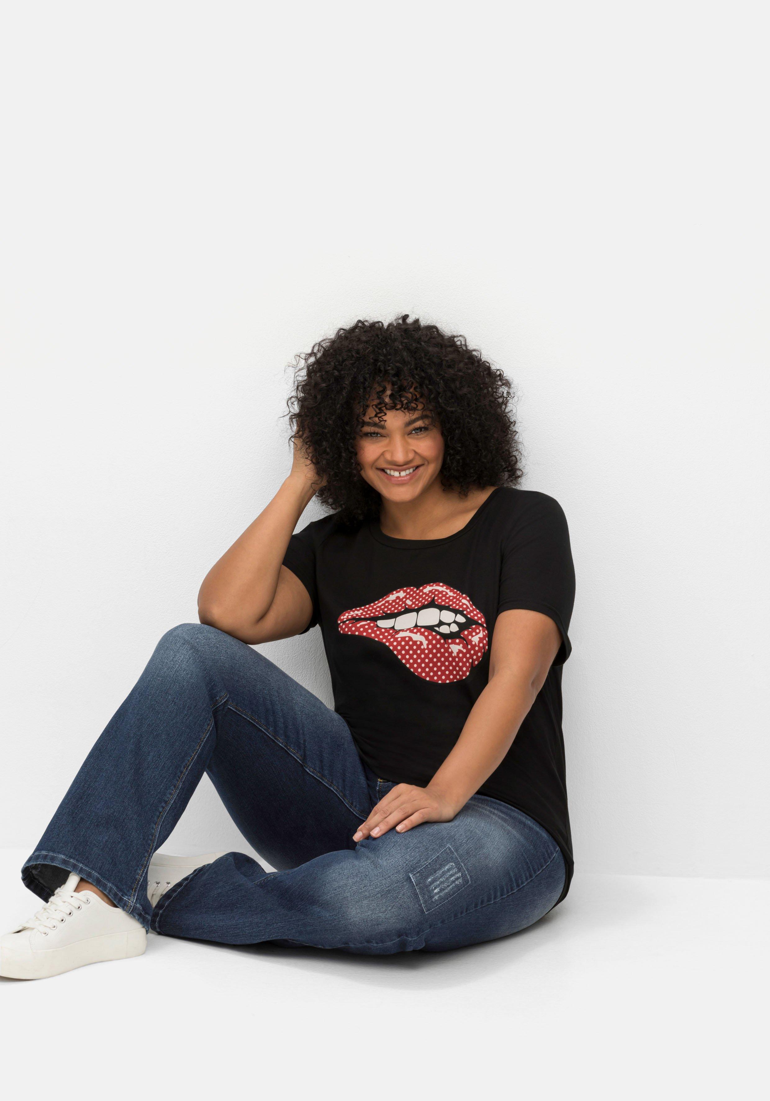 T-Shirt mit Frontdruck, in Jersey-Qualität