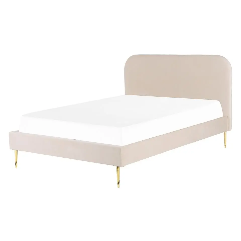 FLAYAT - Tweepersoonsbed - Beige - 140 x 200 cm - Fluweel