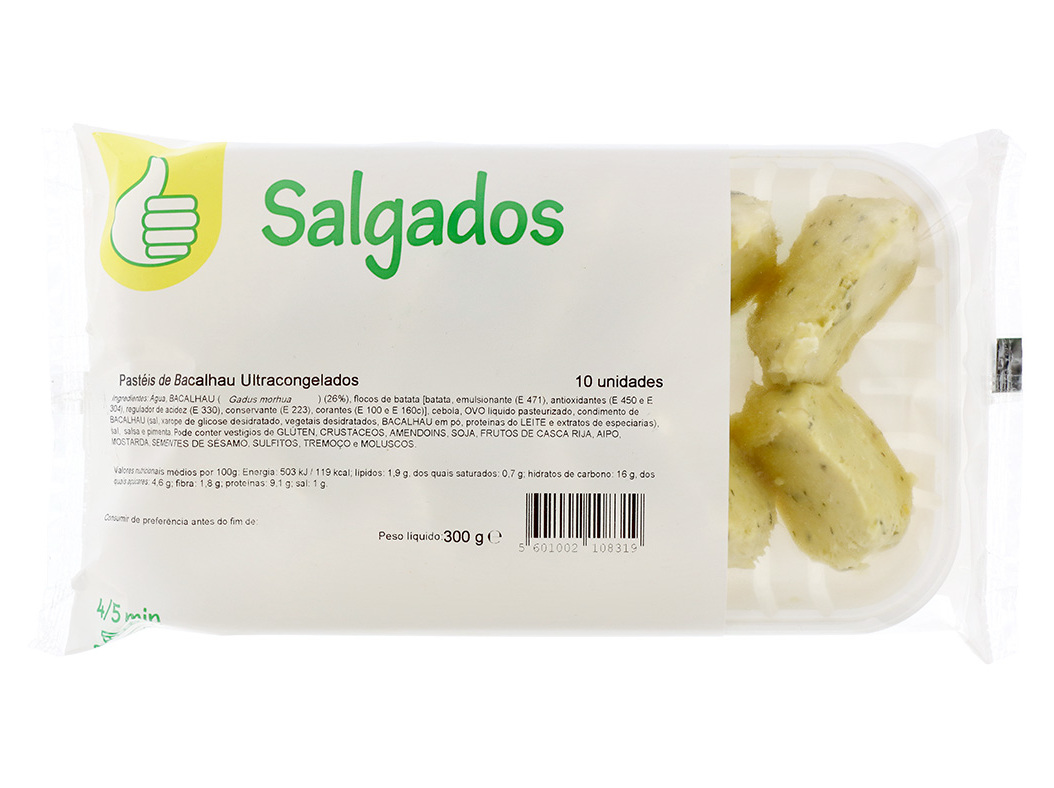 PASTÉIS DE BACALHAU POLEGAR PARA FRITAR 10UN 300G