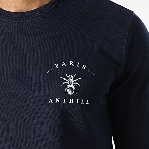 Sweat Crewneck Chest Logo Bleu Marine Blanc