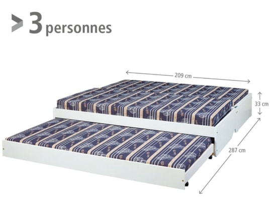 INTERLINK - Lit gigogne Lit multifonctions LOTAR 90x200 blanc