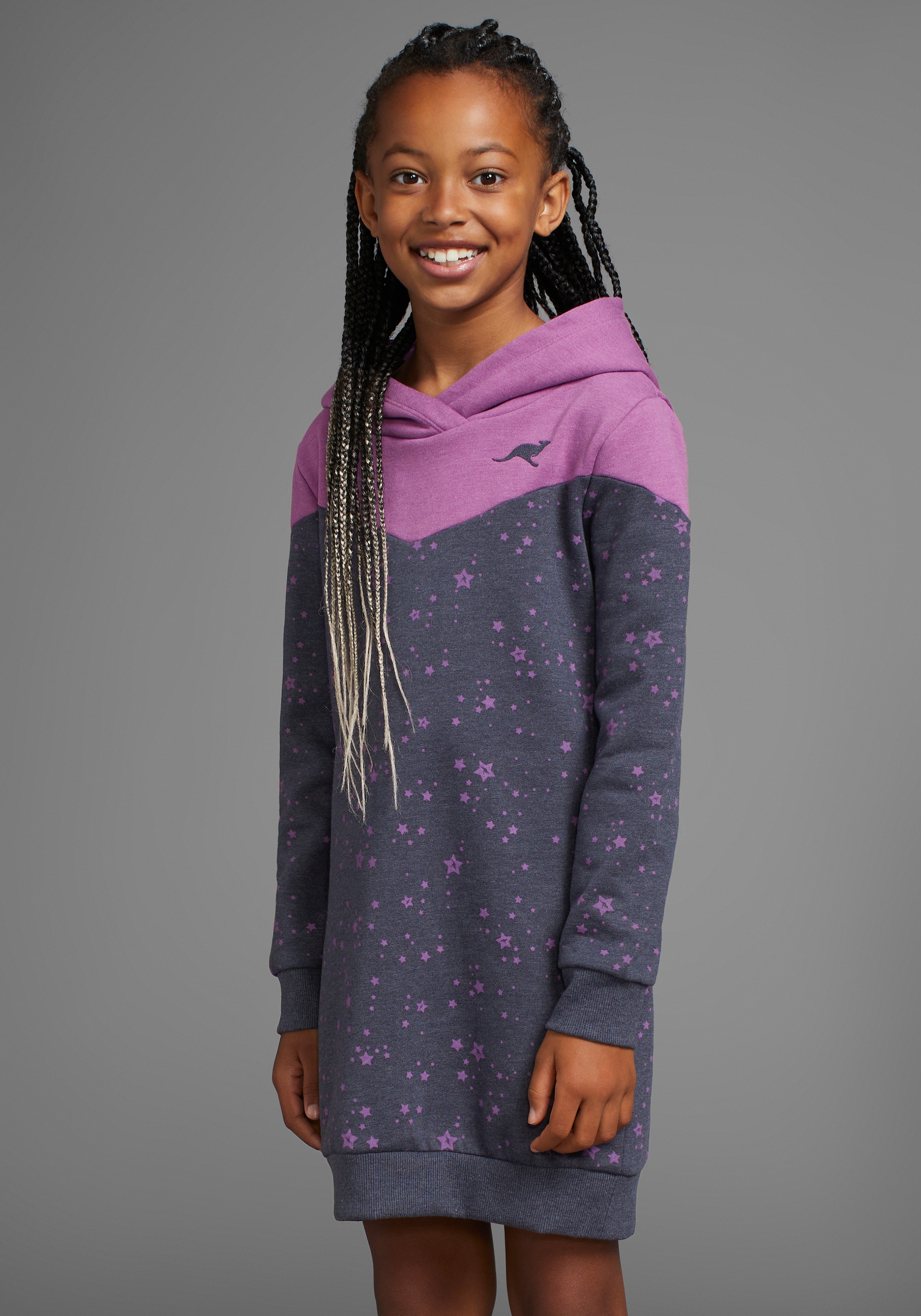 KangaROOS Sweatkleid »mit süssem allover Druck« , in Colorblocking-Design