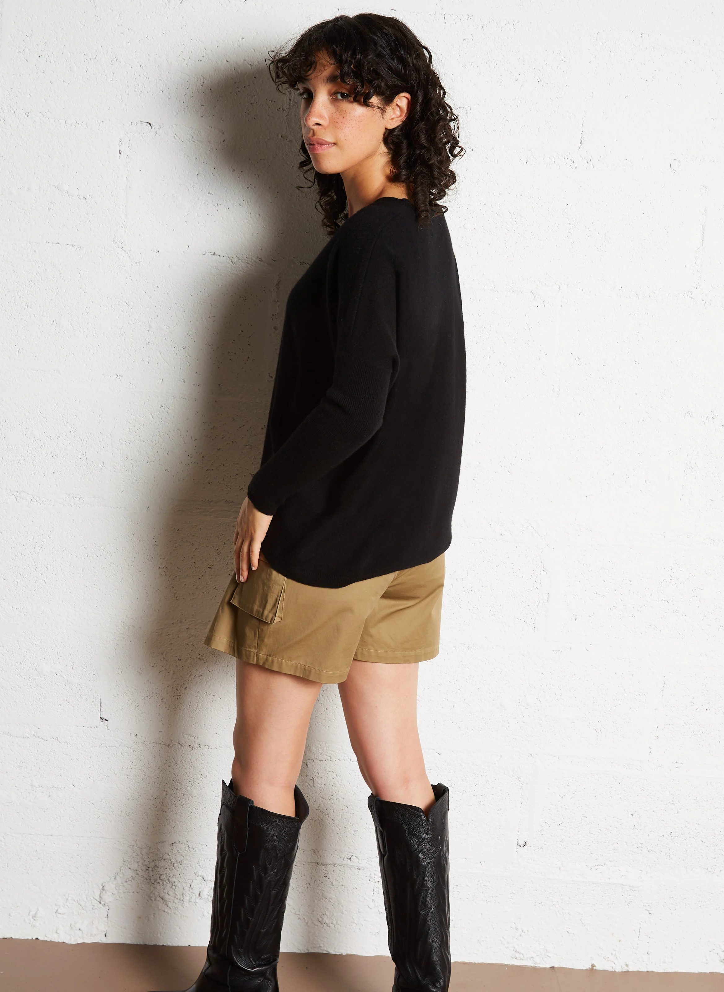 JENNA - Jupe-short courte en coton | Beige