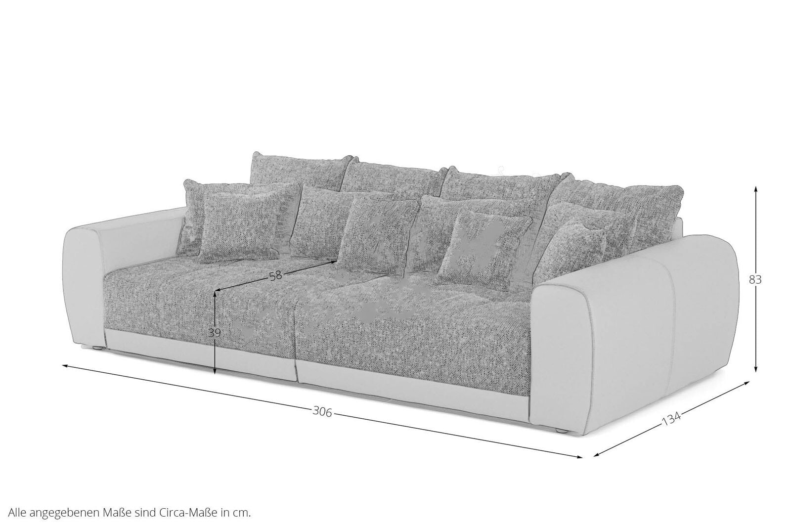 Bigsofa Moldau, B/H/T: ca. 306/83/134 cm