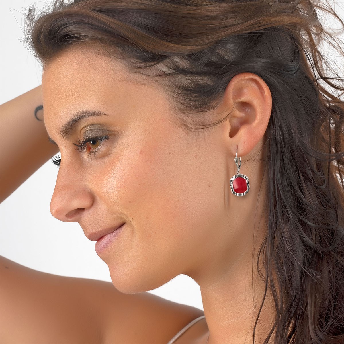 Boucles d'Oreille Ethniques Corail & Argent 925 | Style Exotique - Aden