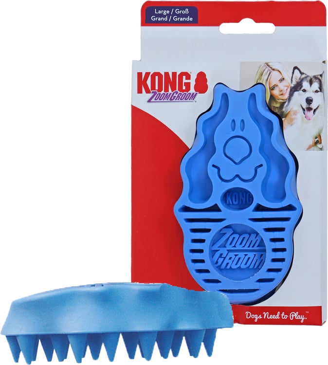 Kong hondenborstel ZoomGroom blauw 14 x 8 x 4 cm