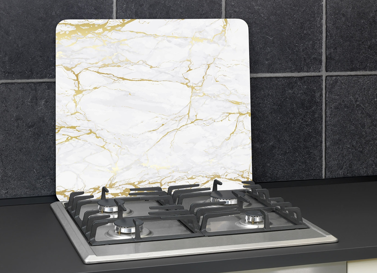 Herdabdeckplatten/Wandblende, Motiv Marmor gold