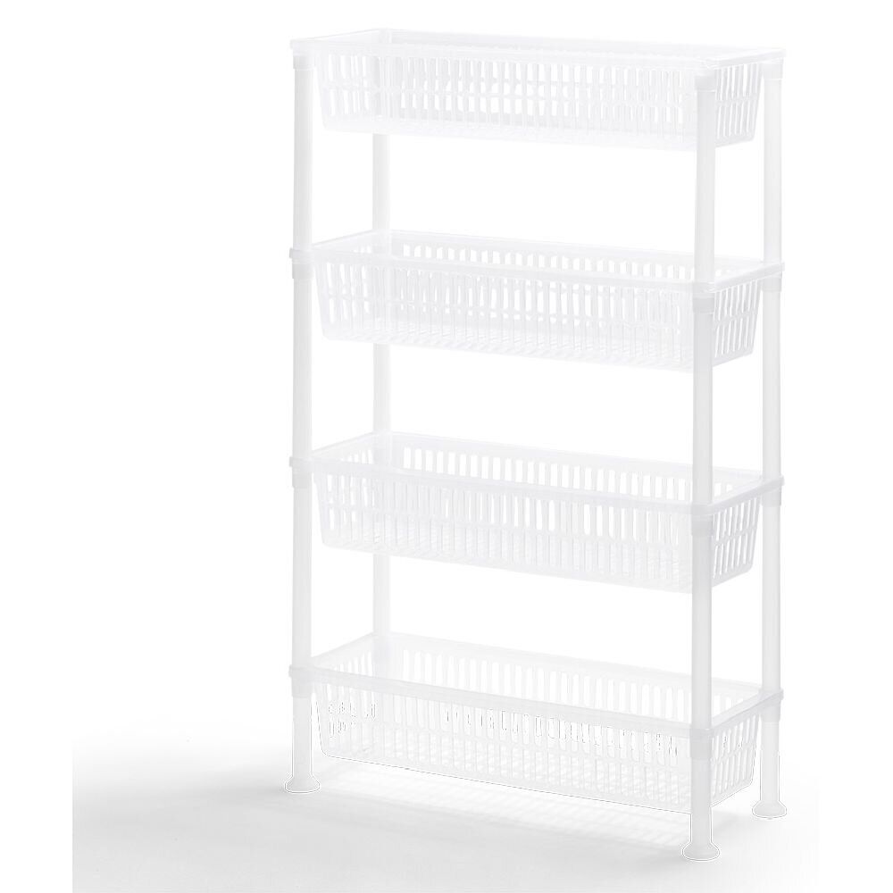 Desserte 4 niveaux plastique transparent 50x19,5xH82cm