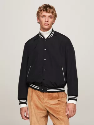Jaqueta bomber com listras contrastantes