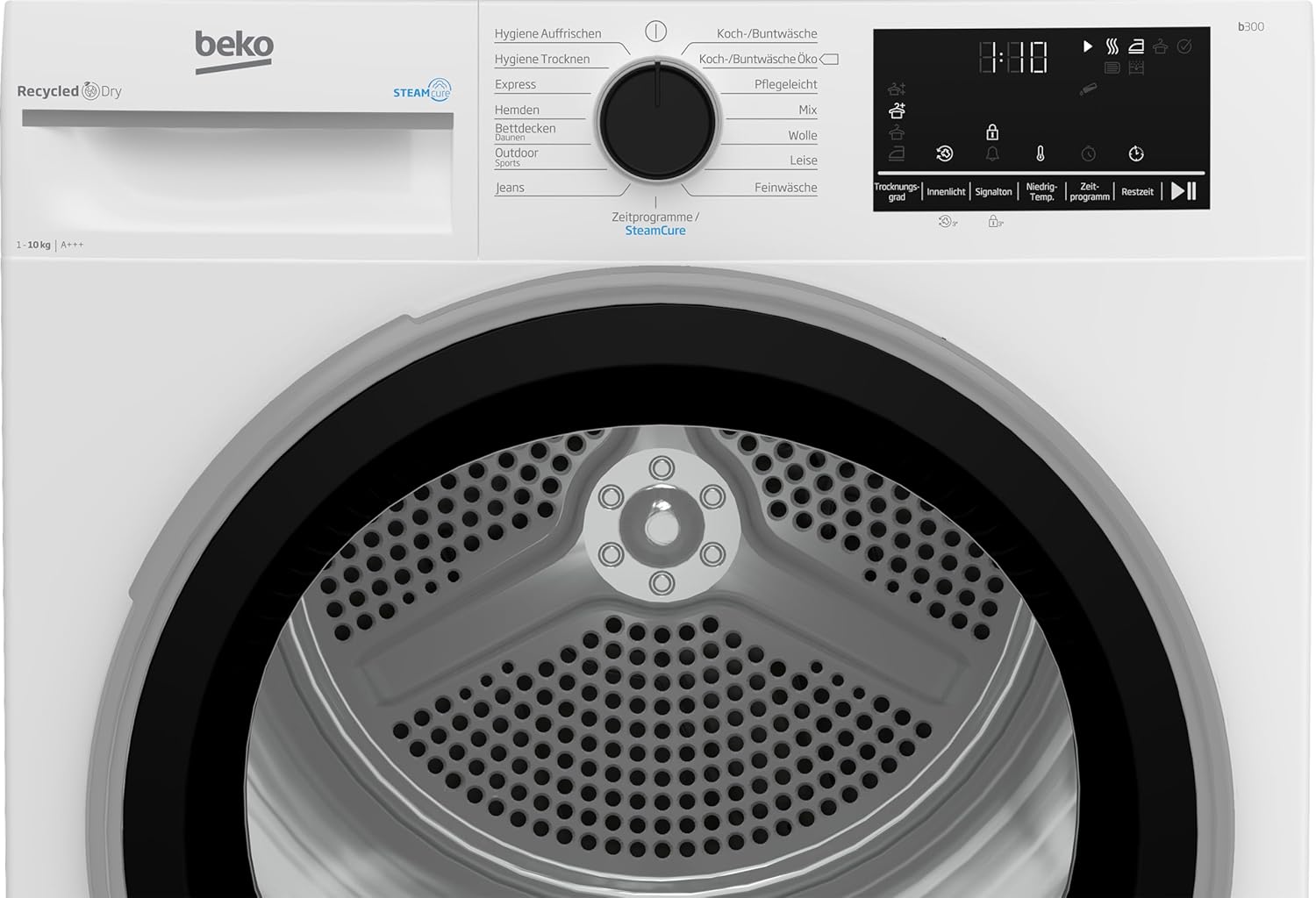 Beko B3T442491 Wärmepumpentrockner 10 kg, SteamCure - Dampffunktion, Allergikergeeignet, Aquawave Schontrommel, Hygiene Trocknen & Hygiene Auffrischen, 15 Programme, Weiß