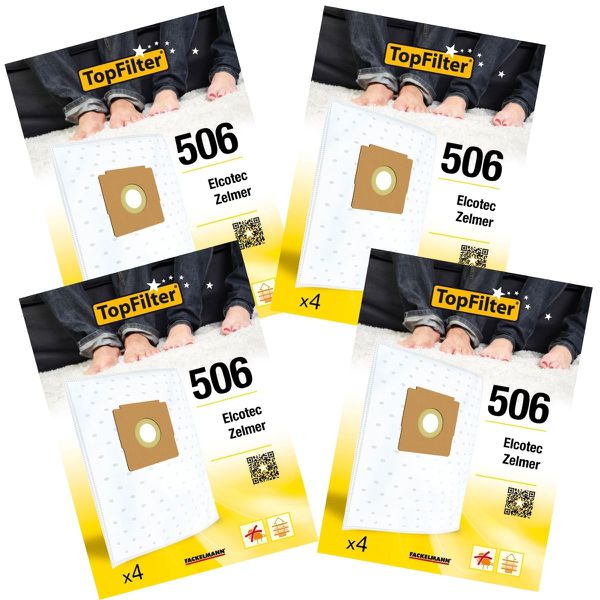 Lot de 4 packs de 4 sacs aspirateur 64506 pour Zelmer et Elcotec Premi