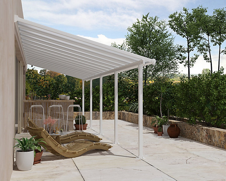 Pergola adossée fixe aluminium Canopia by Palram Olympia blanc 3 x 9,15 m