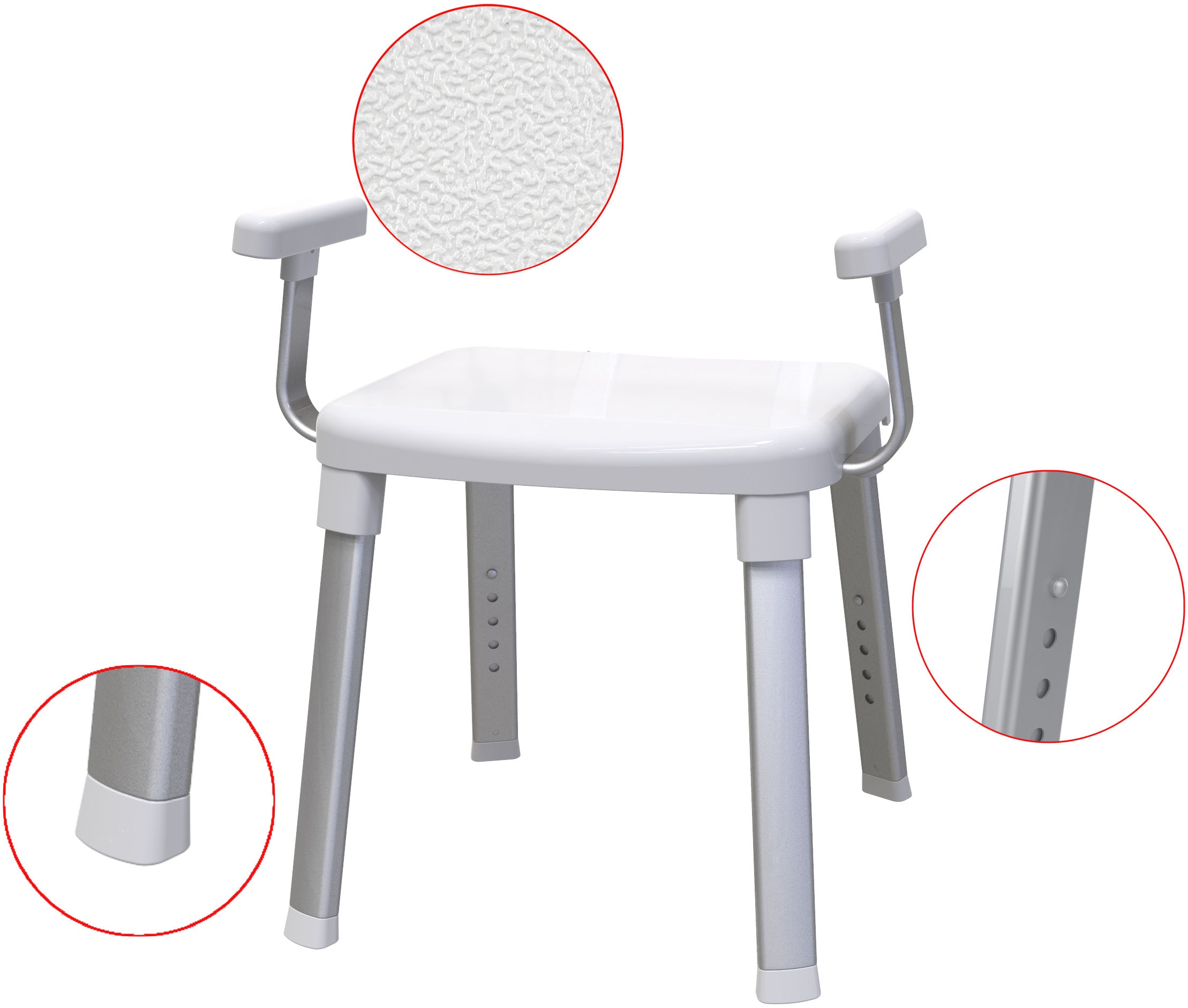 Bischof Dusch- und Badhocker »Splash 2.0« belastbar bis 150 kg rutschfester Stand, TÜV/GS geprüft, mit Armlehnen