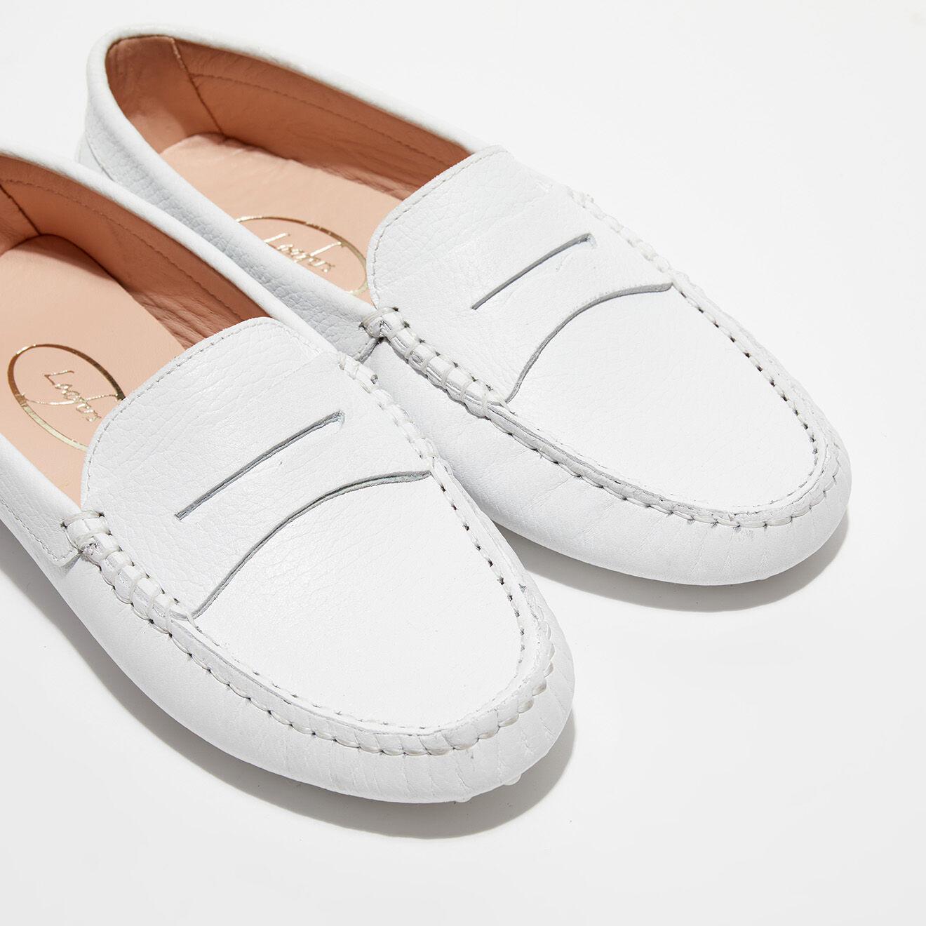 Loafers Mocassins en Cuir grainé Jade blancs