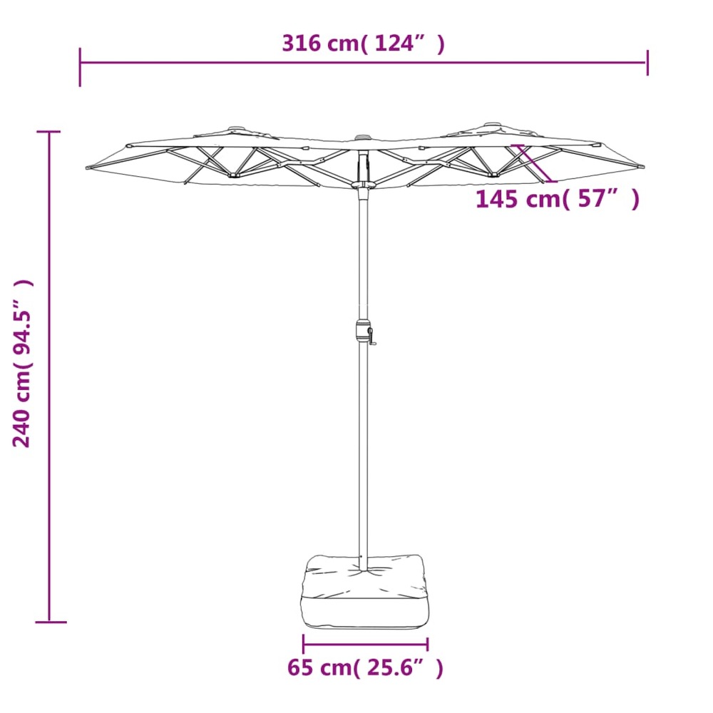Parasol à double tête terre cuite 316x240 cm
