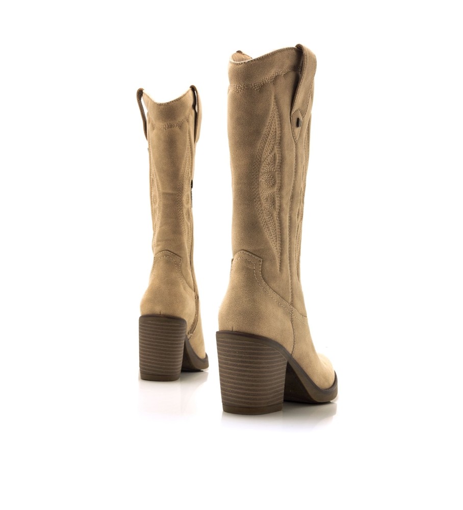 Botas Mustang Tijuana Bege - Altura do Salto 8cm -