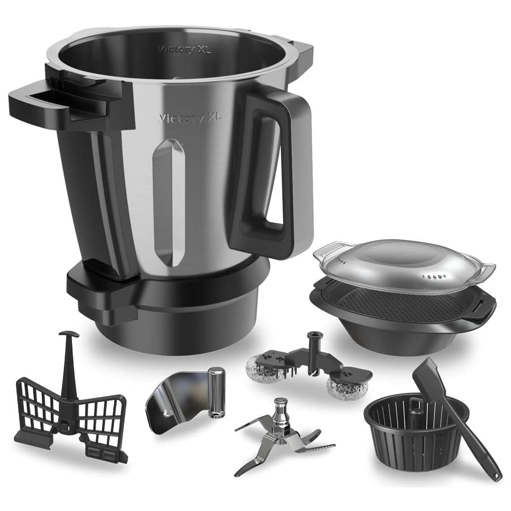 Cecotec Robot de Cuisine Multifonction avec Distributeur d'Aliments Mambo CooKing Total Gourmet. 2200 W, 45 Fonctions, Recettes Guidées, Récipient Unique 5L, Récipient Victory 5L, Accessoires : Cuisine et Maison