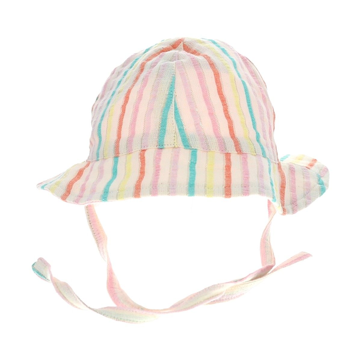 Chapeau de soleil rayé multicolore 0-6 mois - Miaou Jolie saison