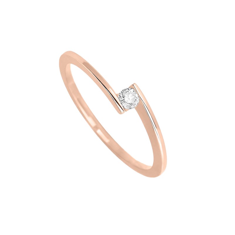 Bague Femme - Or 18 Carats - Diamant 0,08 Carats