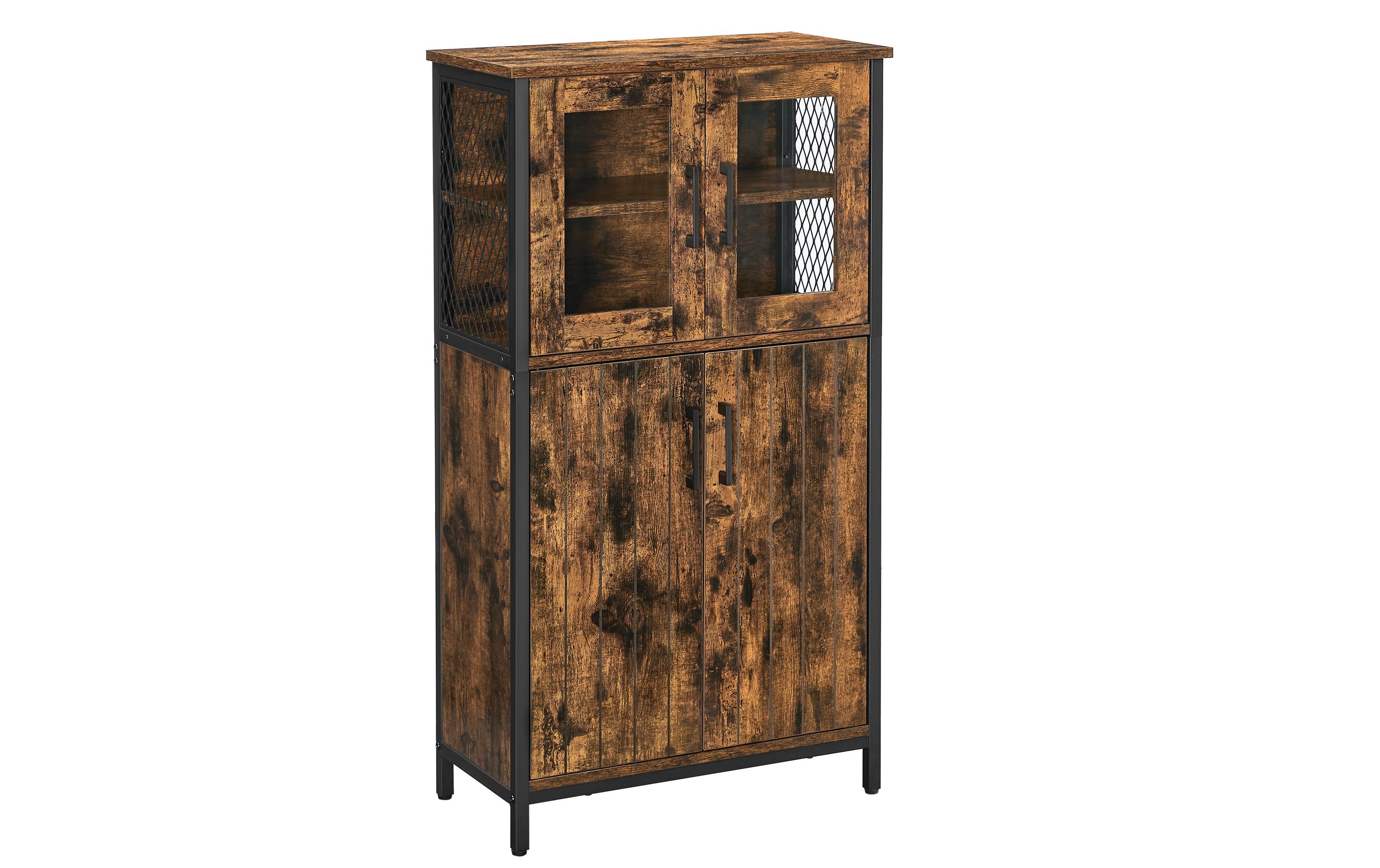 Kommode mit Türen aus Glas 60 x 108 cm, Braun/Schwarz<br>Sideboard