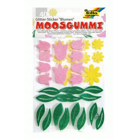 Moosgummi Glitter-Sticker Blumen 40 Stk.