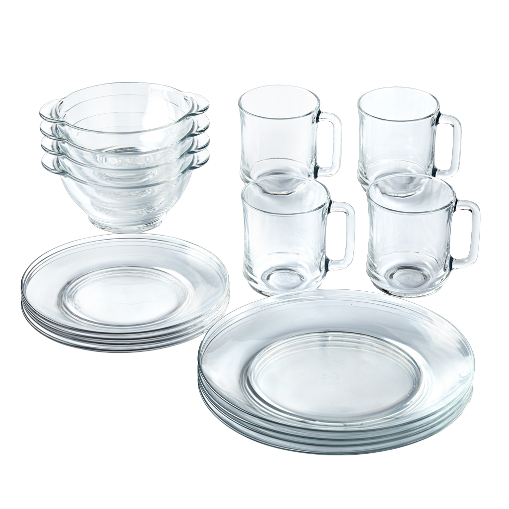 Set de premier équipement - Lys - Assiettes ,Mug 31 cl et Bol à oreilles 51 cl-  (Lot de 16)