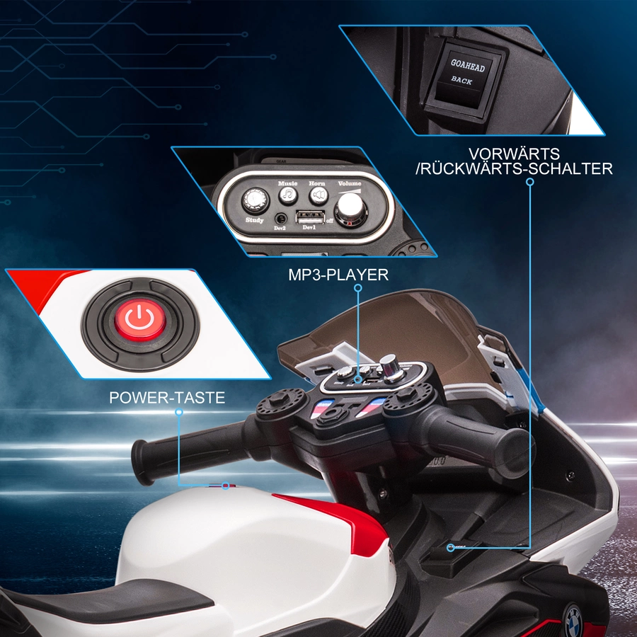 HOMCOM Kinder Elektromotorrad mit 3 Musikmodi rot
